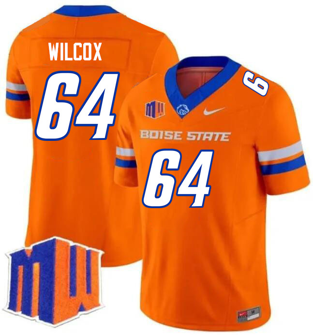 Dave Wilcox Jersey, Boise State Broncos #64 Dave Wilcox Football Jersey College Uniforms-Orange